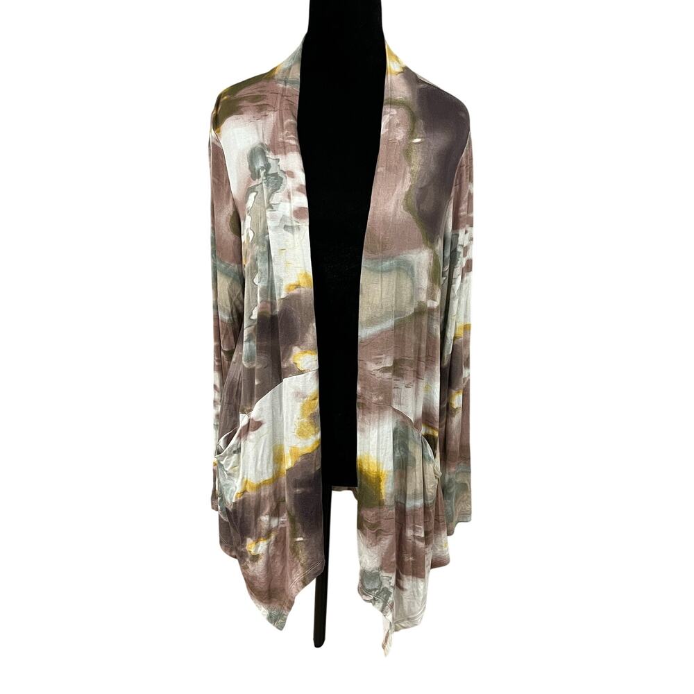 LOGO Lori Goldstein Sz Small Watercolor‎ Cardigan Moody Indie Layer